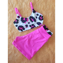 conjunto shorts multi color  estampado animal print  rosa