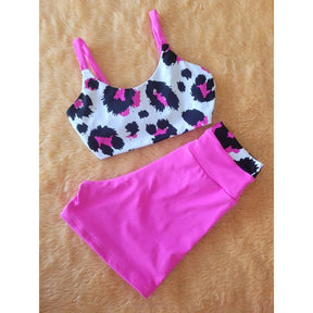 conjunto shorts multi color  estampado animal print  rosa