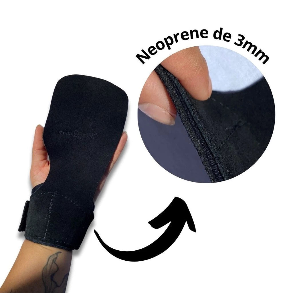 Luva Hand Grip 100% Couro sem furo com Neoprene para Crossfit e Academia